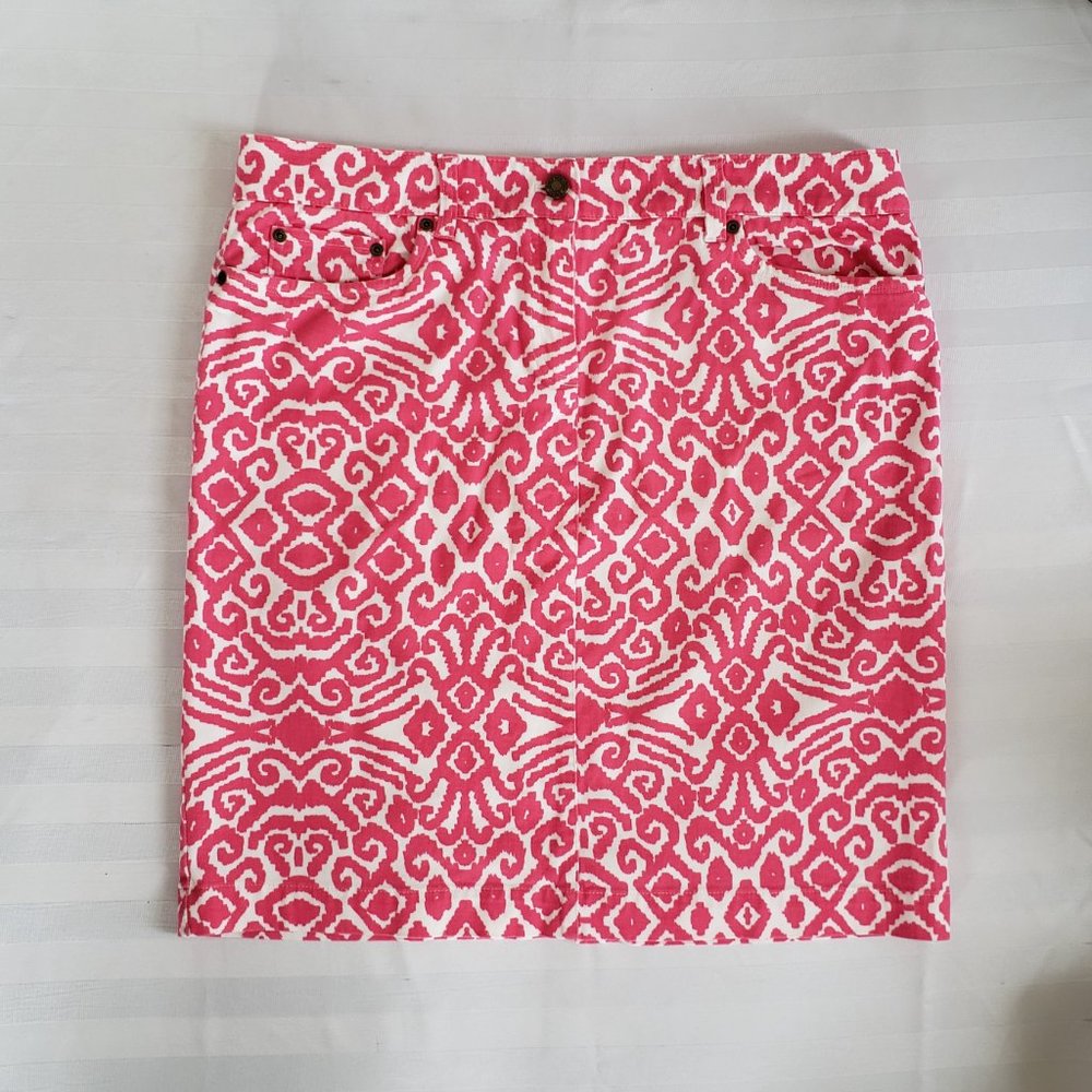 JONESNY SPORT Hot pink and white Stretch soft denim pencil skirt